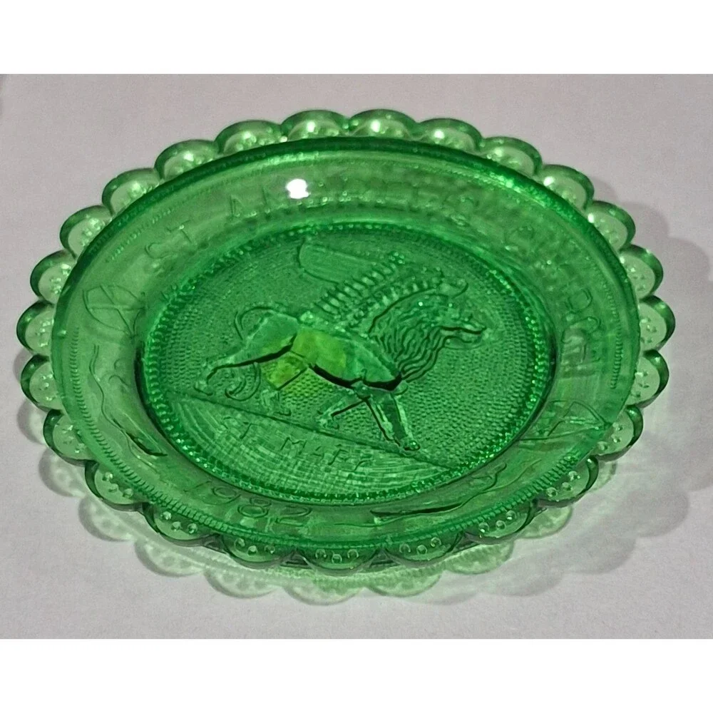 VTG Pairpoint Glass St. Andrews Church Cup Plate 1979 St Mark Winged Lion Box